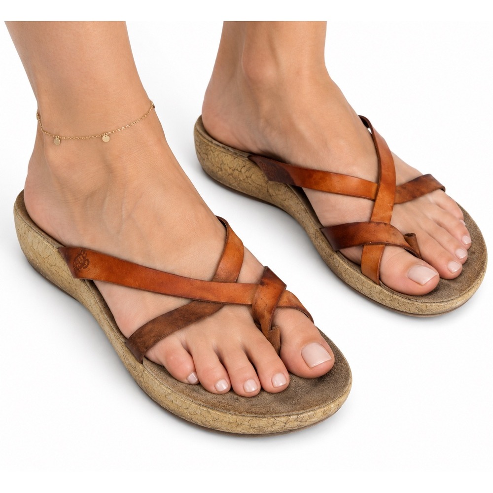 Yokono Ibiza Womens Brown Leather Toe Loop Sandals Made in Spain